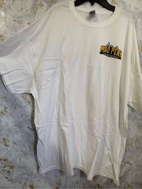Gildan White Short-Sleeve Tee with Yellow & Black Chest Graphic